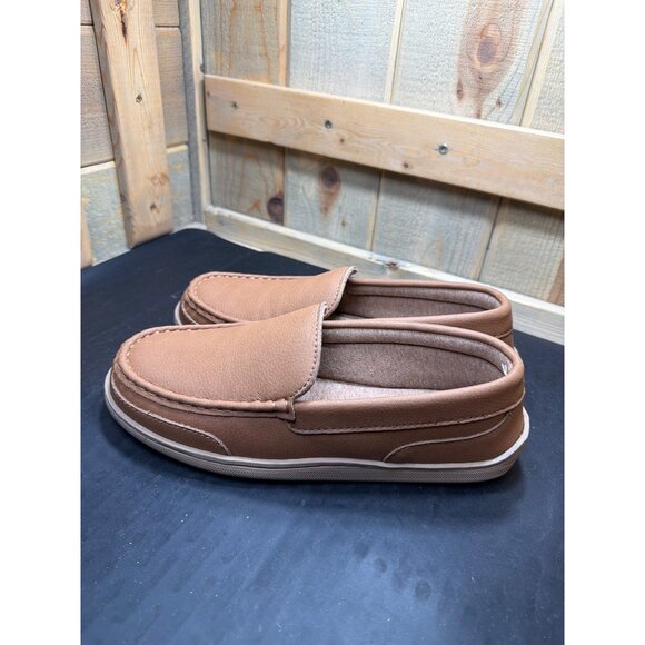 NEW My Slippers Mens Tan Brown Leather Moccasin Slippers Size 9 main image 5